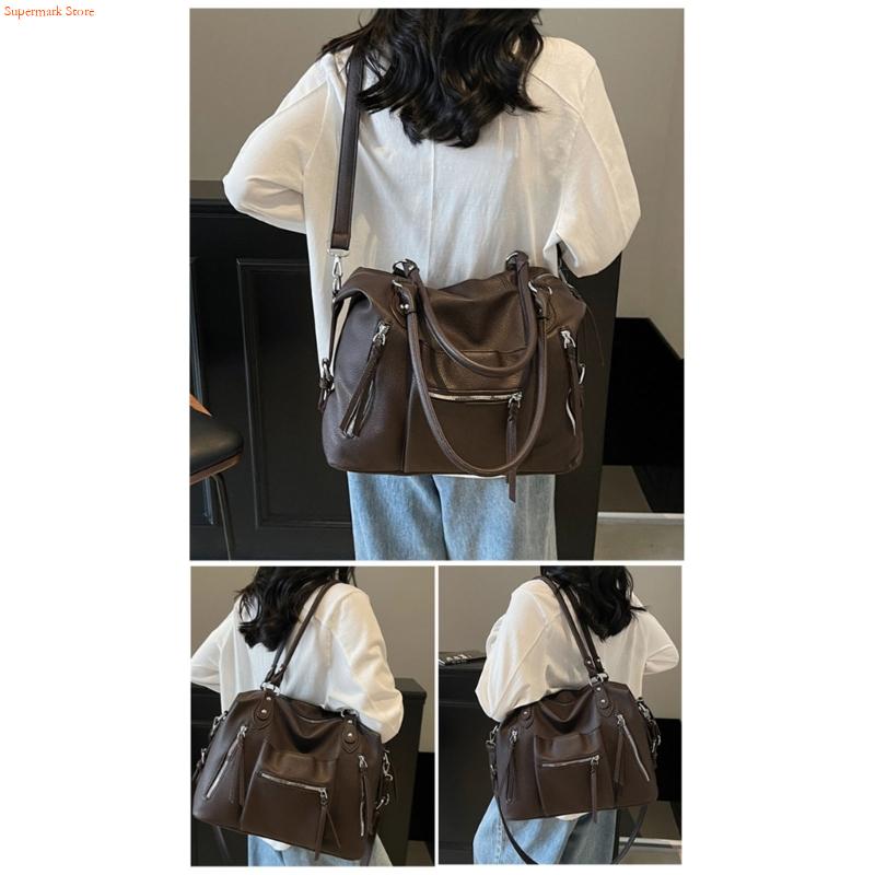 Leather Work Duffle - Q5WE Modern PU Leather Handbag for