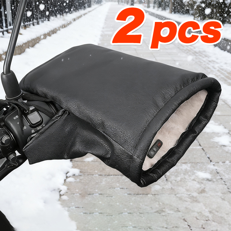 Leather Work Winter Gloves - Motorcycle Handlebar Muffs Windproof Winter Mitts