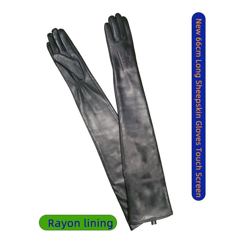 Leather Work Winter Gloves - Women's Long Sheepskin Gloves with Touch