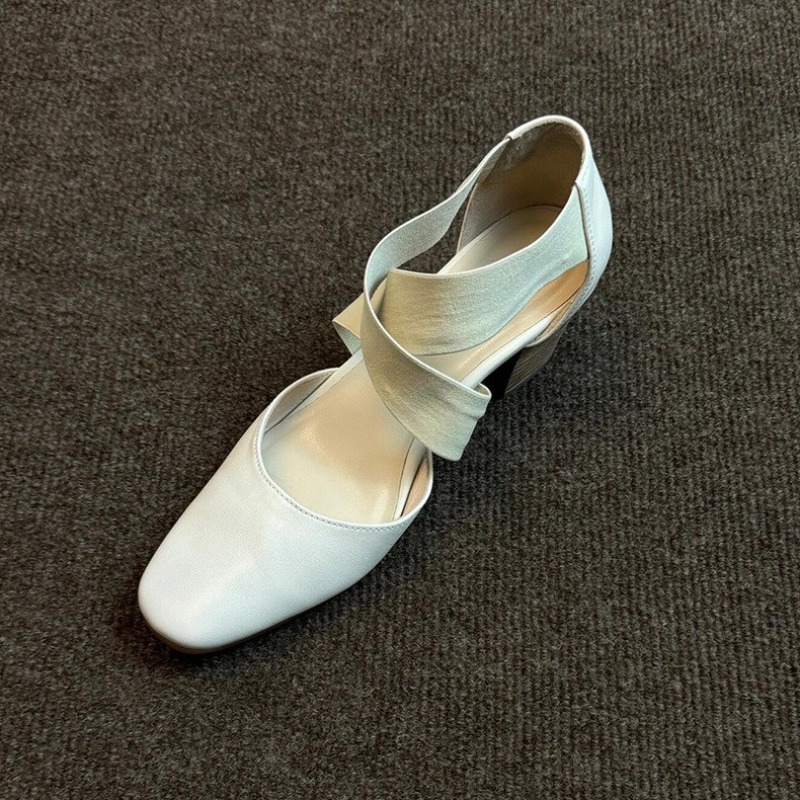 Women's Cross Strap Block Heel - Leatherwork In French recension och pris