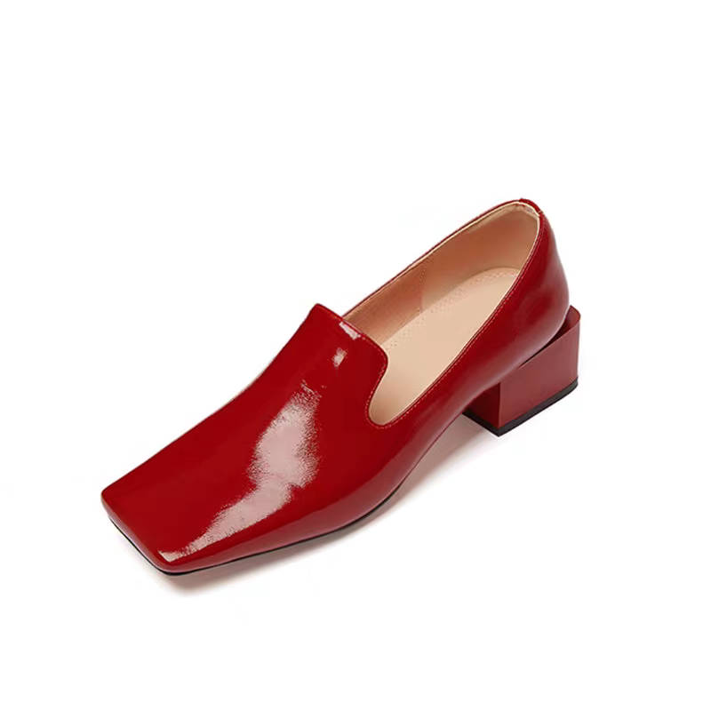 Womens Red Shoes Spring Block  - Leatherwork In French recension och pris